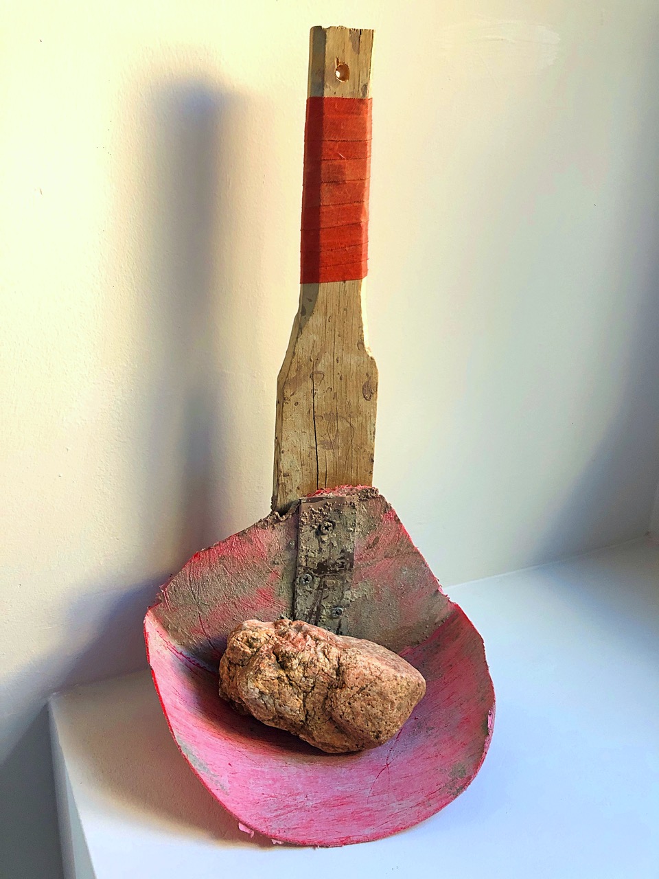 Political Tool, 2020 | Improvised construction tool, tape and rock, 17" x 9" x 6" | 